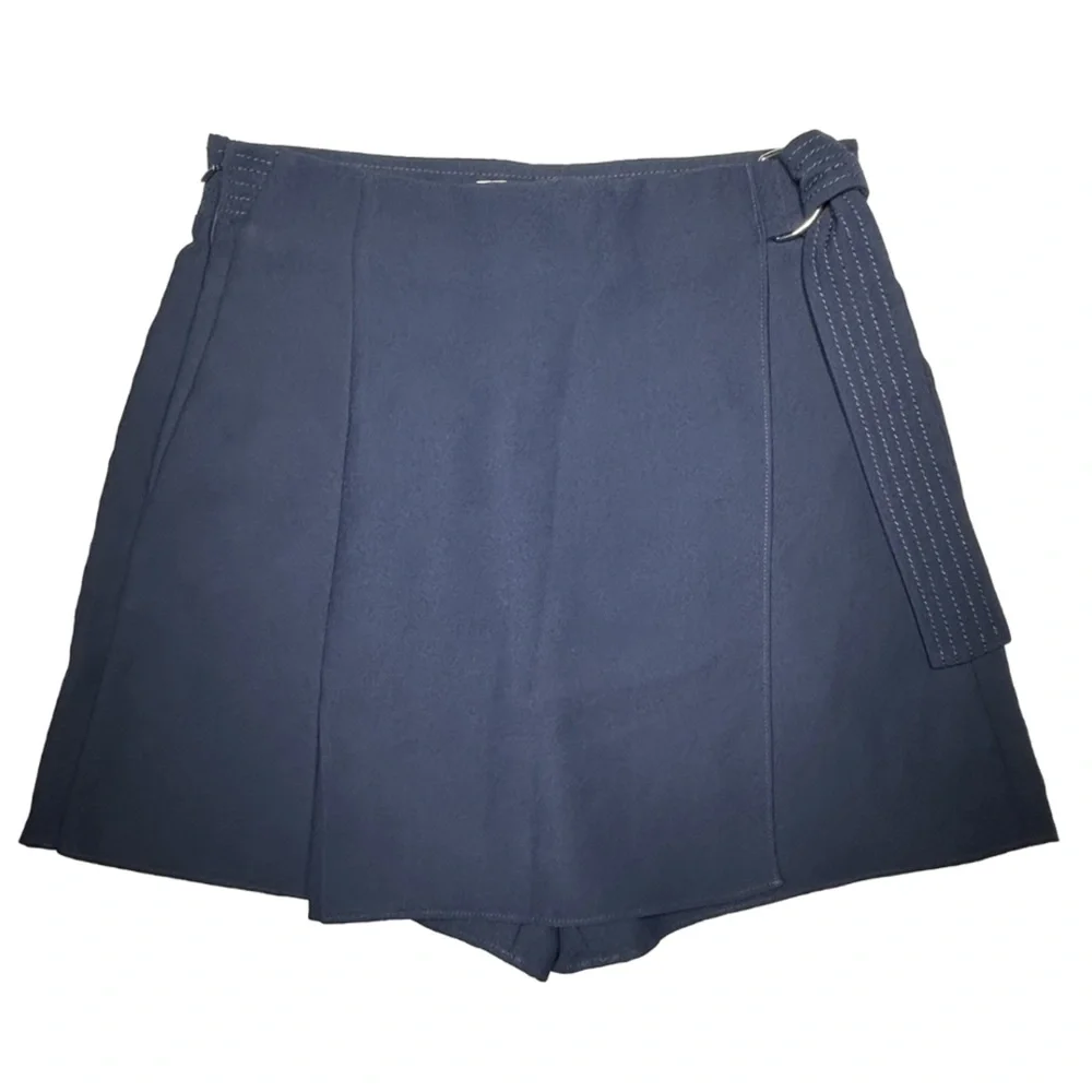 CARVEN Paris | Navy Mini Pleated Wrap Bow Skort Skirt Shorts Preppy Resort Retro